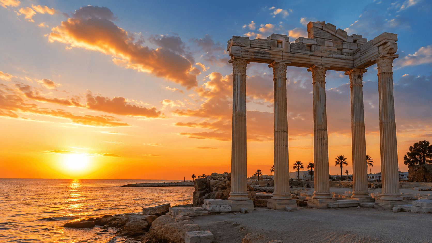 Side Temple of Apollon: The Seaside Sunset Icon